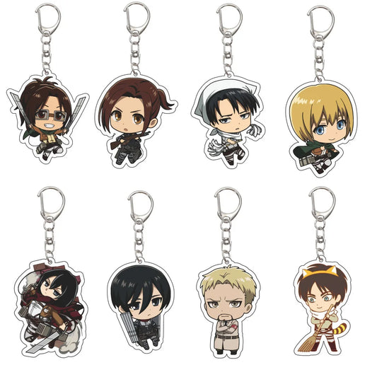 55MM Anime Attack on Titan Keychain Eren Jaeger Eren Jaeger Mikasa Ackerman Armin Arlert Hange Zoë Keychain Christmas Gifts