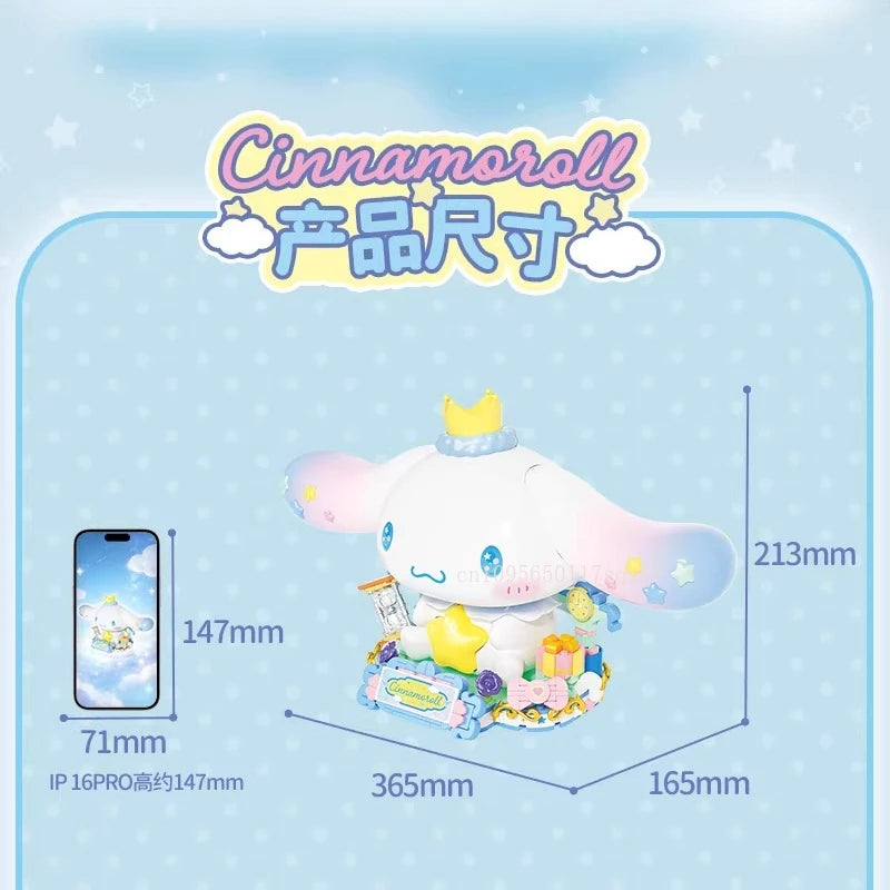 New Cinnamoroll Series Building Blocks Anime Mobile Lighting Decoration Assembly Model Jewelry Collectibles Toy Set Gifts