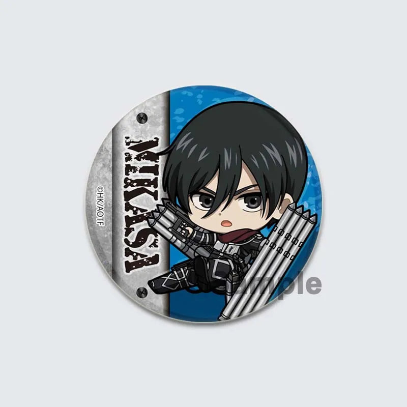 Eren Levi Armin Arlert Erwin Cartoon Badge Attack on Titan Brooches on Backpack Clothes Handmade Round Pins for Gift Accessory