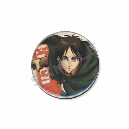 Attack on Titan Lapel Pins Creative Round Brooch Eren Yeager Levi Mikasa Cartoon Badge Pin Hat Clothes Accessories Jewelry Gift