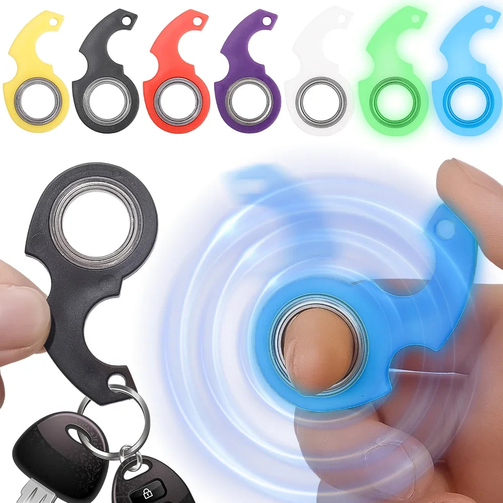 Keychain Metal Fidget Spinner Stress Toy Fingertip Keyring Finger Ring Relieve Anxiety Boredom Party Gift for Kid Adault