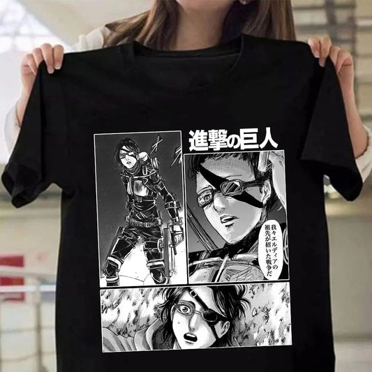 Japanese Anime Attack on Titan Graphic Printed T-shirt Summer unisex Loose and Breathable cotton T-shirt Top