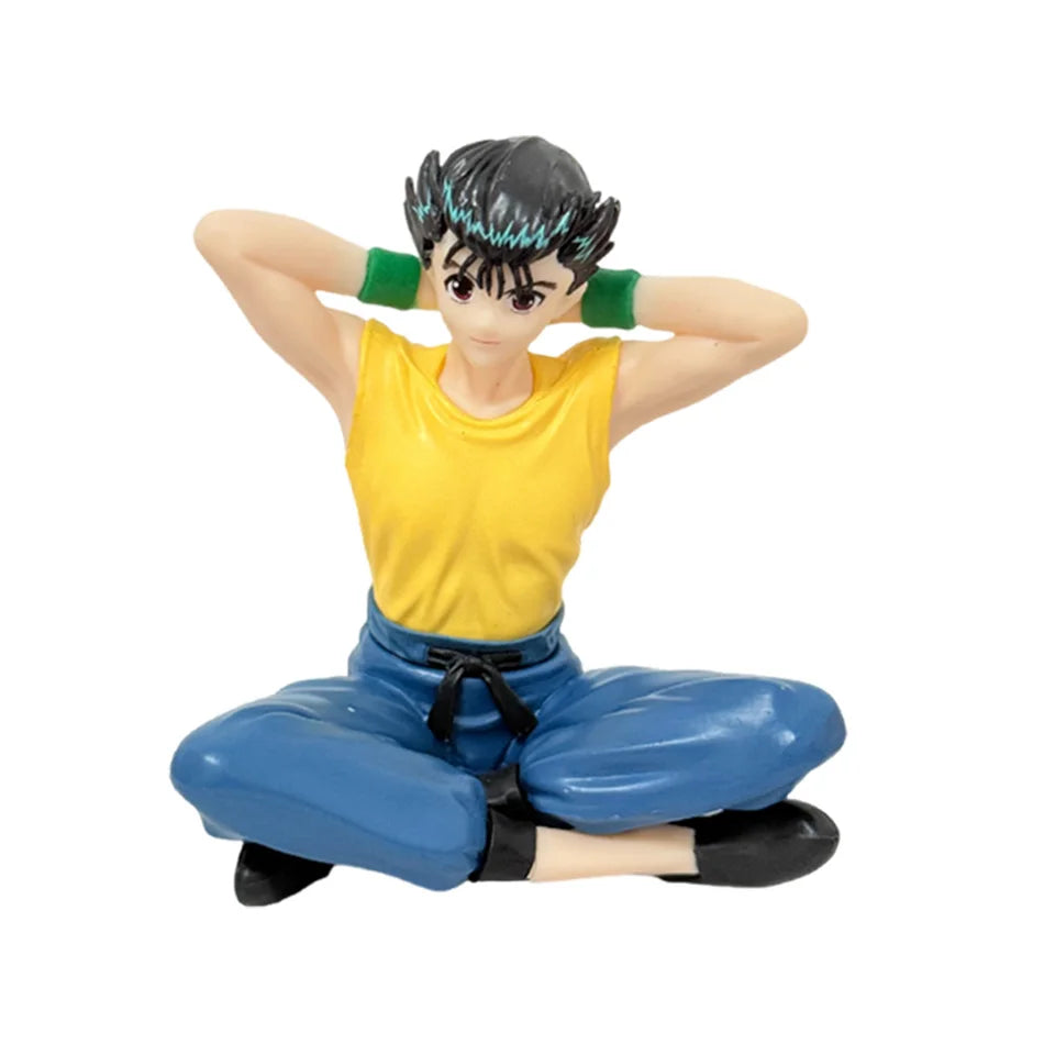 Anime 8cm YuYu Hakusho Urameshi Yuusuke Kurama Sitting posture Figure Toys PVC Model Desktop Ornament Doll Birthday Gifts Hot