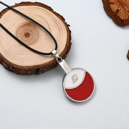 Hot Anime Konoha Necklace Akatsuki Red Cloud Pendant Uzumaki Anime Accessories Keychain Cosplay Akatsuki Itachi Cartoon Jewelry
