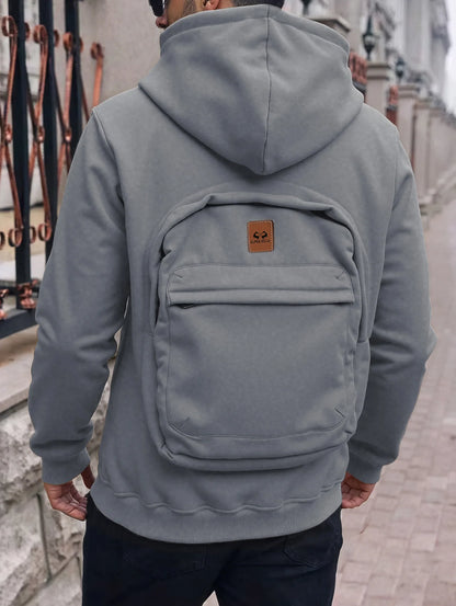 New Spring & Autumn Men's Hooded Sweatshirt, Removable Backpack Design on Back, Casual Couple Style