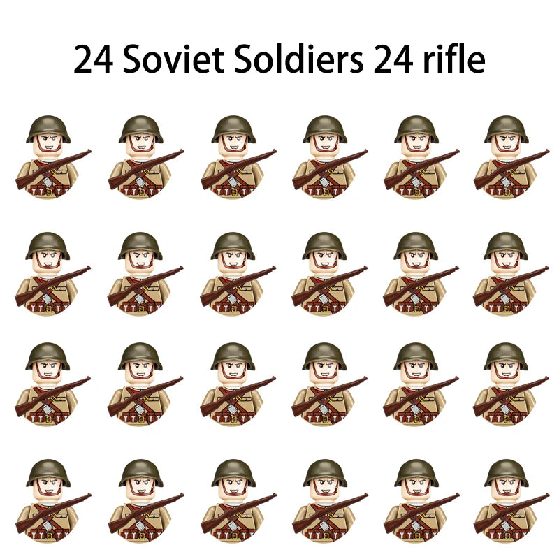 24pcs/batch WW2 Military Character WW2 Army Building Blocks Military Soldier Character Building Blocks Kids Holiday Gift Toys