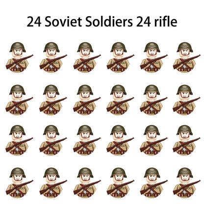 24pcs/batch WW2 Military Character WW2 Army Building Blocks Military Soldier Character Building Blocks Kids Holiday Gift Toys