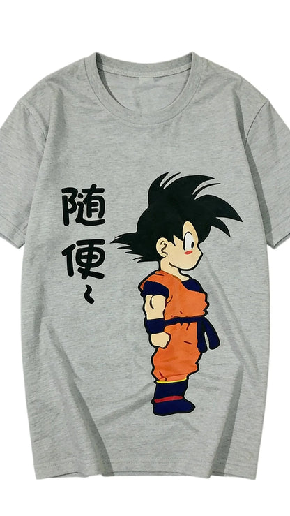 2026 Summer Dragon Ball Retro Anime T-Shirt Couple Outfit Goku Chi-Chi Casual Loose Sports Tee Funny Casual Design Y2K Style