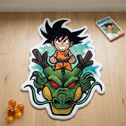Anime Dragon Ball Z Rug Goku and Shenron Custom Shaped Plush Area Rug for Living Room Bedroom Dorm Anti-slip Soft Carpet Gift