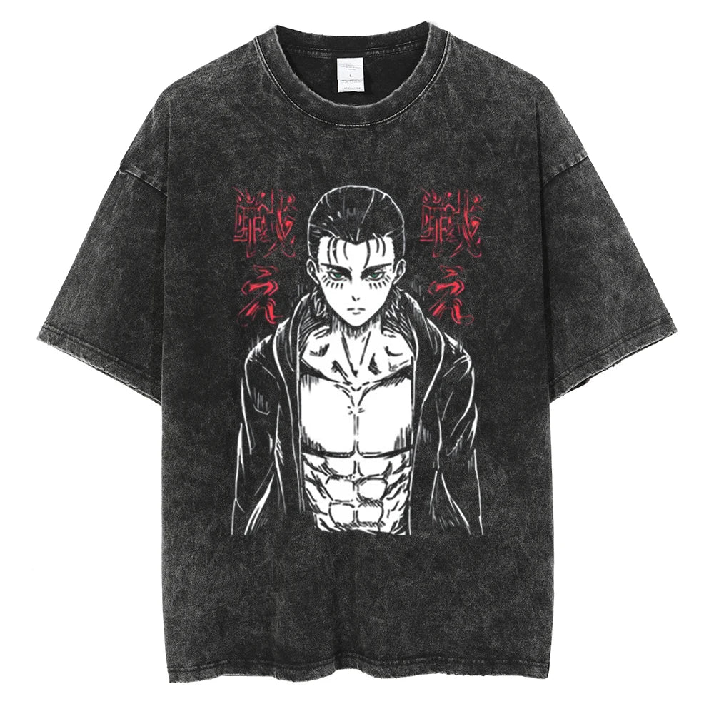 Harajuku Anime Attack on Titan Levi Ackerman Print Tee Men Women Comfortable T-shirts Casual Loose T Shirt Male Cotton Tshirt