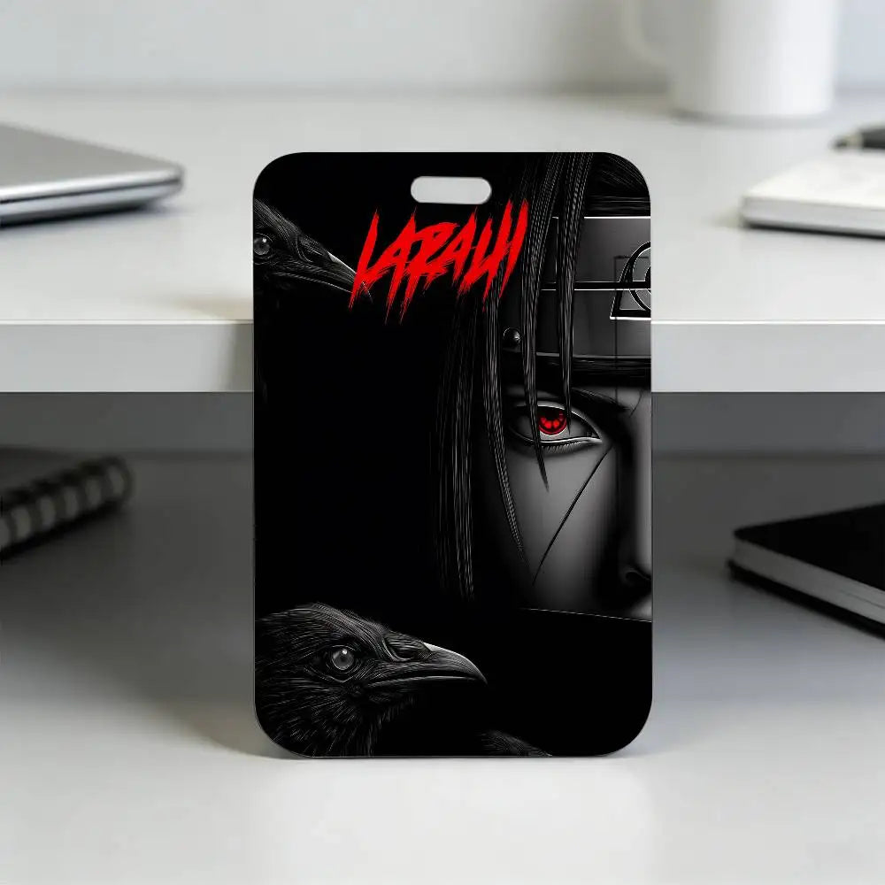 Anime N-NARUTO Akatsuki Itachi Sharingan Transparent Card Holder Employee Plastic Slide Cover Lanyard Work Business ID Bag Bus