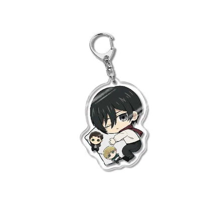 Attack On Titan Acrylic Figure Display Cartoon Keychain Eren Mikasa Levi Anime Desk Ornament Key Ring Accessories Q Version
