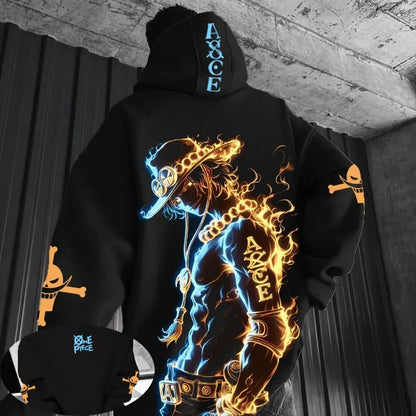 One Piece Anime Ace Co Branded Printed Hoodie 2025 Men's and Women's Autumn/Winter Loose Casual Japanese Harajuku Sweater Top