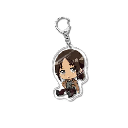 Attack On Titan Acrylic Figure Display Cartoon Keychain Eren Mikasa Levi Anime Desk Ornament Key Ring Accessories Q Version