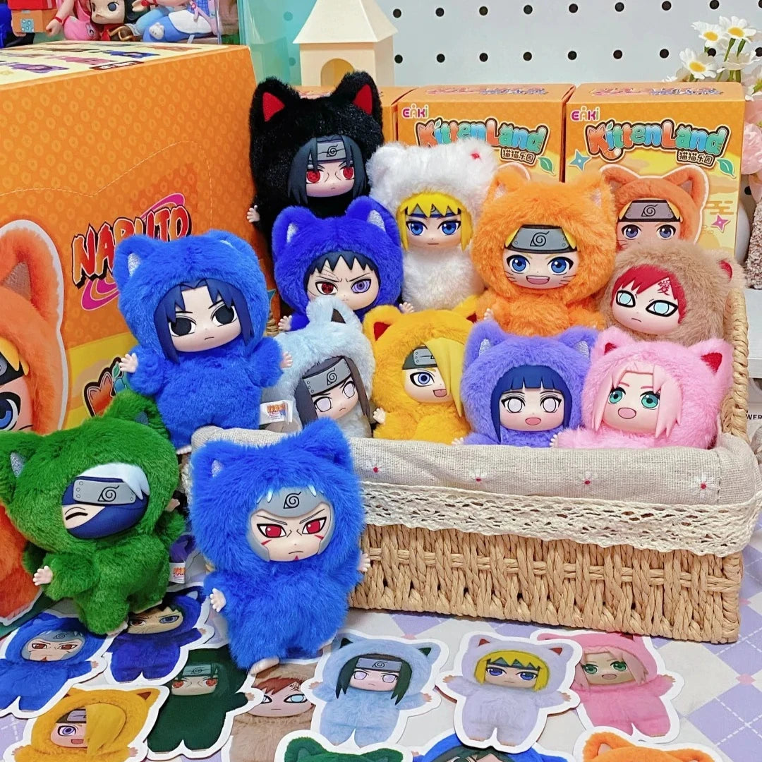 New TOPTOY Eaki Naruto V3 Kitten Land Series Blind Box Pajamars Plush Vinyl Doll Action Figures Neji Hyuga Gaara Surprise Toys