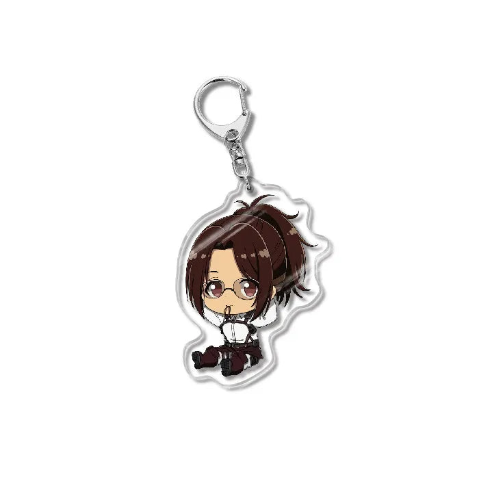 Attack On Titan Acrylic Figure Display Cartoon Keychain Eren Mikasa Levi Anime Desk Ornament Key Ring Accessories Q Version