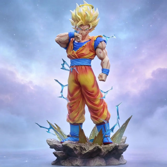 JJ Dragon Ball Z Son Goku Ssj2 Figure Led Base Super Saiyan 2 Goku Pvc Action Figures 33cm/12.99inch Collection Model Toys Gifts