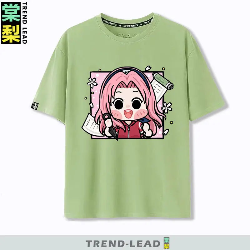 Naruto Q-version Uzumaki Naruto Obito Uchiha Sasuke Cartoon Character Children's Short Sleeved Loose Trendy Parent-child T-shirt