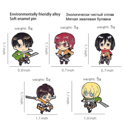 Attack on Titan Enamel Pins Cartoon Badge Metal Anime Custom Bag Lapel Pin Backpack Jewelry Kids Fans Gift Friends Wholesale