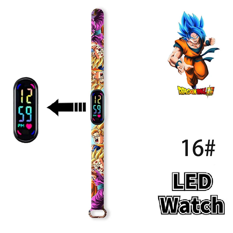 Bandai Dragon Ball Z 2 Fashion Cartoon Action Printing Anime LED Type Watches Kids Watch Birthday Gifts Toys