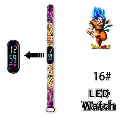 Bandai Dragon Ball Z 2 Fashion Cartoon Action Printing Anime LED Type Watches Kids Watch Birthday Gifts Toys