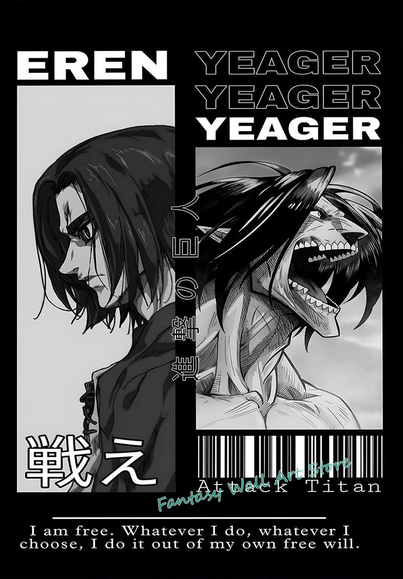 A-ttack-on-Titan Anime Levi Ackerman Eren Yeager Anime Characters Series Poster Canvas Painting Wall Pictures Home Room Decor