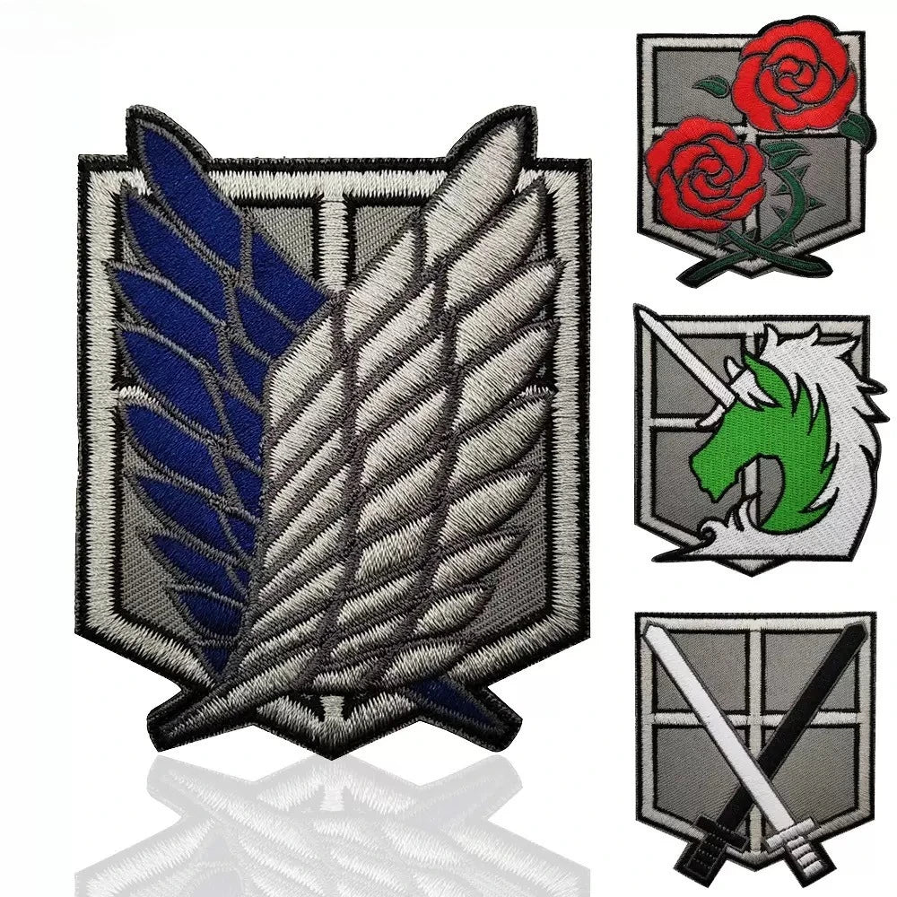 Attack on Titan Wings of Freedom Cosplay Patch Embroidery velcros Badge for Clothing, Armband, Hook & Loop Apparel Patches, 1PC