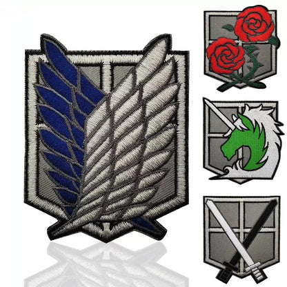 Attack on Titan Wings of Freedom Cosplay Patch Embroidery velcros Badge for Clothing, Armband, Hook & Loop Apparel Patches, 1PC