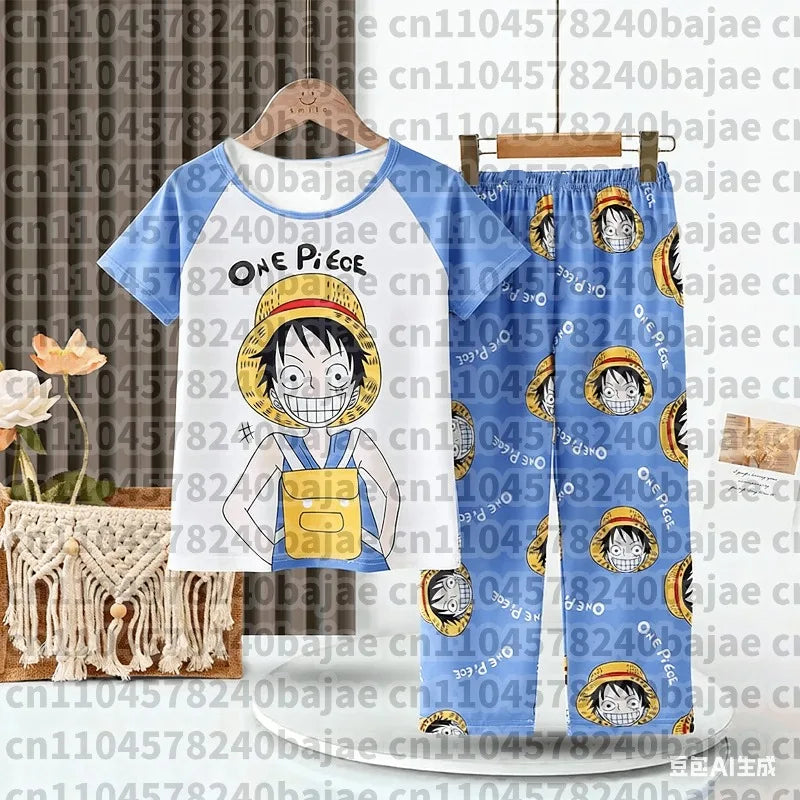 Sleep with Luffy! One Piece Couple Pajama Set, 3D Printed One Piece Must-have Short Sleeves, Pants, Shorts for Friends