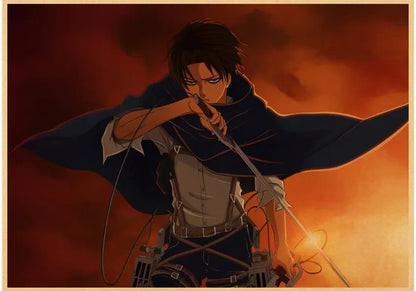 High Quality Vintage Japanese Anime Attack on Titan Retro Poster  Shingeki No Kyojin Kraft Paper Art Print Wall Sticker for Home