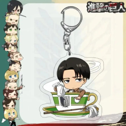 Acrylic Keychain for Attack On Titan Levi Annie Erwin Historia Hange Chibi Version Acrylic Key Buckle Anime Decoration Pendant