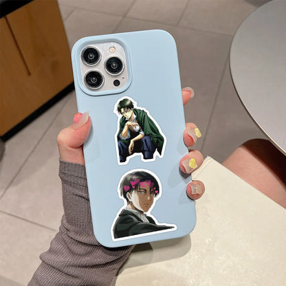 50pcs Cartoon Animation Attack on Titan Graffiti Stickers PVC Material DIY Refrigerator And Phone Scrapbook Waterproof Stickers.