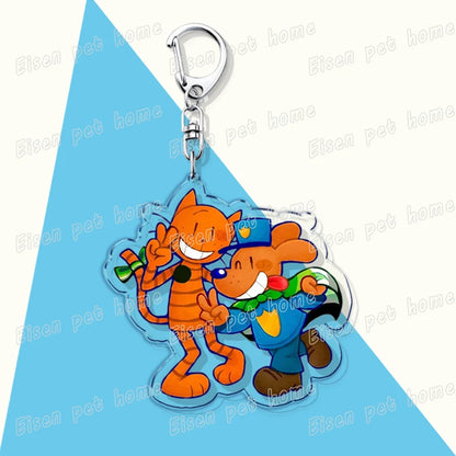 Dog Man Cat Keychain