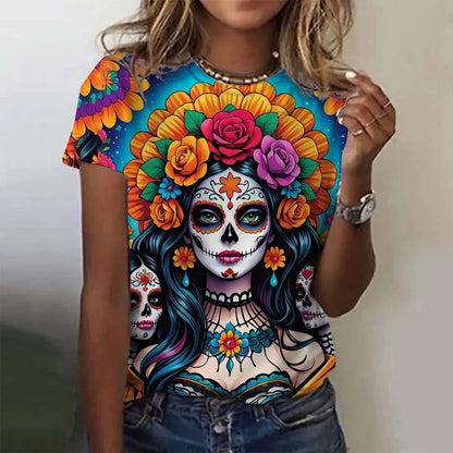 Day of the Dead Skull Oversized T-Shirt