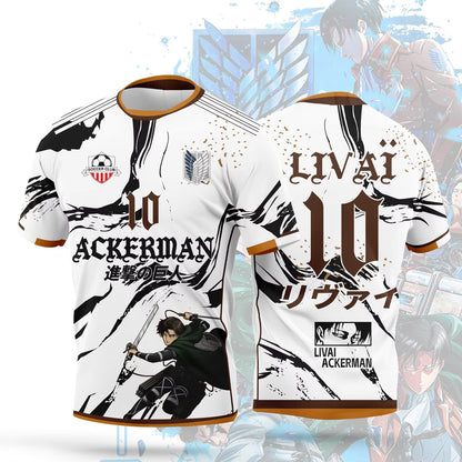 2026 New Summer Japan Anime Attack on Titan Jersey Rin Itoshi Summer Outdoor Men's Women's Soccer Shirt Casual Sports T-Shirt