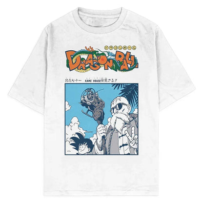 Hip Hop Streetwear Japan Anime Dragon Ball Print Oversized T-Shirt