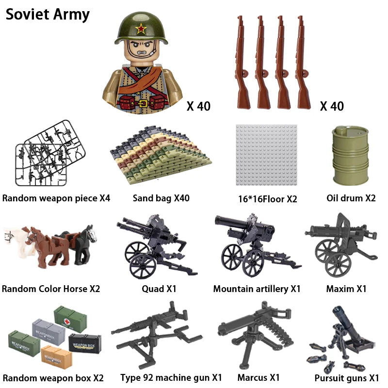 24pcs/batch WW2 Military Character WW2 Army Building Blocks Military Soldier Character Building Blocks Kids Holiday Gift Toys