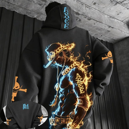 One Piece Anime Ace Co Branded Printed Hoodie 2025 Men's and Women's Autumn/Winter Loose Casual Japanese Harajuku Sweater Top