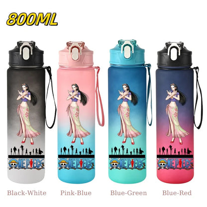 800ML ONE PIECE Monkey D. Luffy Nico Robin Anime Straw Sport Water Bottle for Easy Carry Ideal for Fitness Sports Outdoor