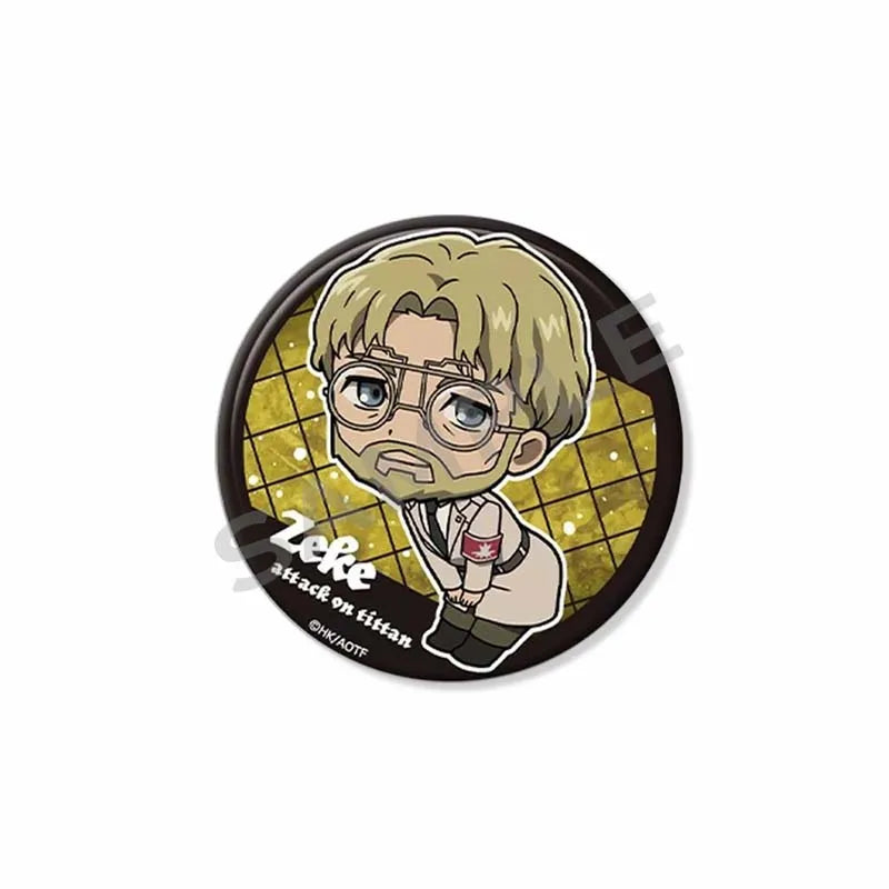 Attack on Titan Lapel Pins Creative Round Brooch Eren Yeager Levi Mikasa Cartoon Badge Pin Hat Clothes Accessories Jewelry Gift