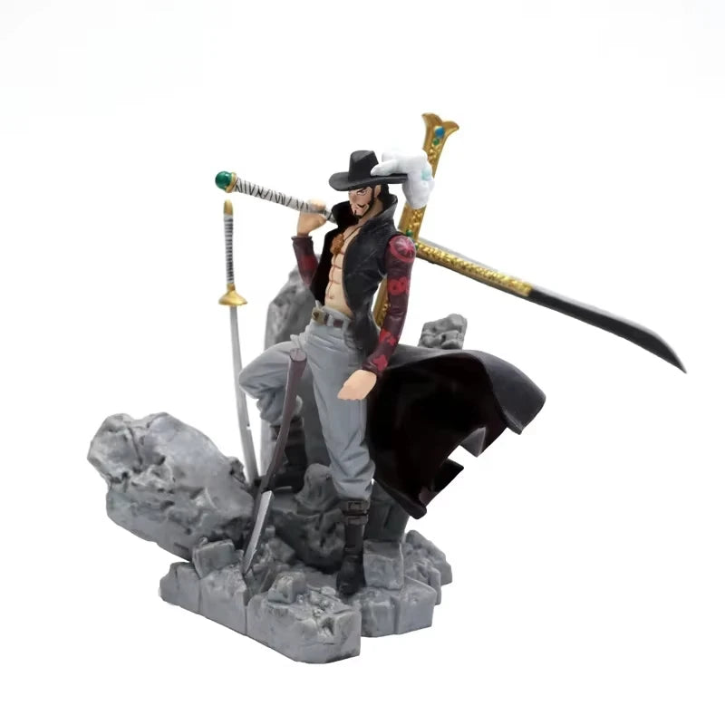 One Piece Anime Figure The Battle Over The Dome Dracule Mihawk Action Figure Model Figma Statue Collection Toy Desktop Decoratio