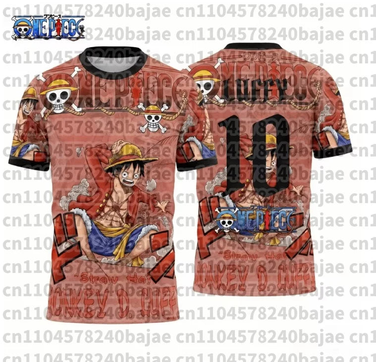 2026 One Piece Graphic T-shirt Japanese anime football jerseys Sports Dry Quickly Men's T-Shirt Children's Clothing Tee Woman