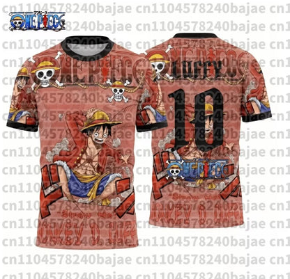 2026 One Piece Graphic T-shirt Japanese anime football jerseys Sports Dry Quickly Men's T-Shirt Children's Clothing Tee Woman