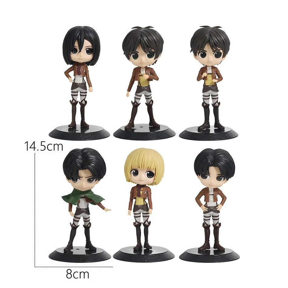 14cm Anime Attack on Titan Figure Eren Yeager Action Figure Levi Ackerman/ Mikasa Ackerman Figurine Qposket Model Doll Toys Gift