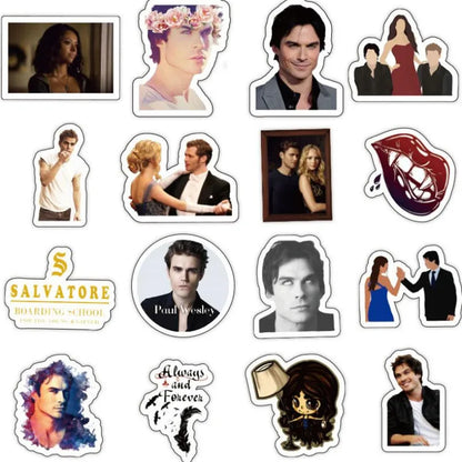 50PCS Horror Vampire Diaries American TV Series Graffiti Laptop Luggage Skateboard Guitar Waterproof Stickers