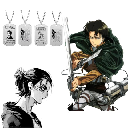 New Attack on Titan Levi Ackerman Hans Zoe Titanium Steel Necklace Retro Punk Accessories Anime Fashion Trend Pendant Gift