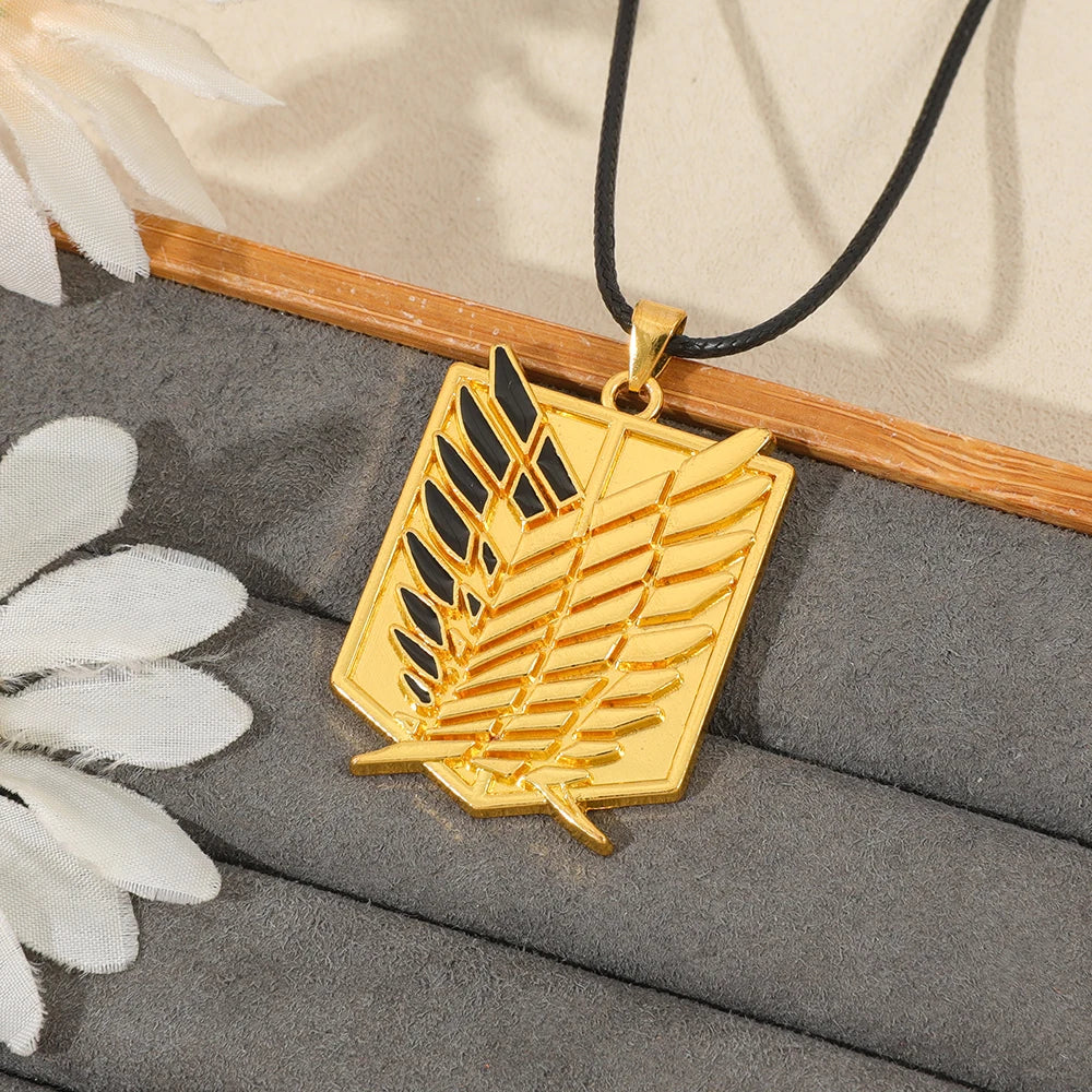 Attack on Titan Necklaces Pendants Wings Of Liberty Metal Unisex Leather Chain Fashion Accessories Pendant Two Colors