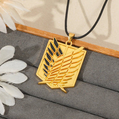 Attack on Titan Necklaces Pendants Wings Of Liberty Metal Unisex Leather Chain Fashion Accessories Pendant Two Colors