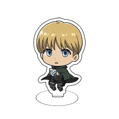 Attack On Titan Eren Yeager Mikasa Ackerman Armin Arlert Merchandise Acrylic Mini Figure Display Stand Model Plate Keychain