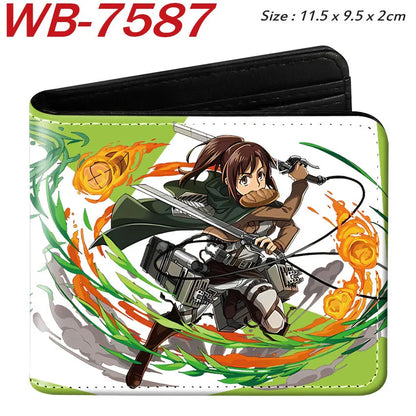 Attack On Titan Eren Jaeger Short Wallet Full Color Anime Character Printed Card Holder Coin Purse Pu Leather For Fans Gift